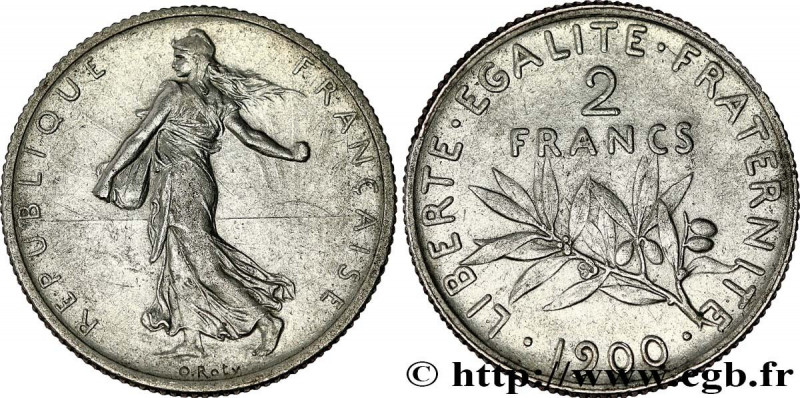 III REPUBLIC
Type : 2 francs Semeuse 
Date : 1900 
Quantity minted : 450938 
Met...