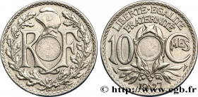 III REPUBLIC
Type : 10 centimes Lindauer, Fauté non perforé 
Date : 1927 
Quantity minted : --- 
Metal : copper nickel 
Diameter : 21  mm
Orientation ...