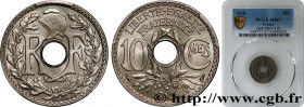 III REPUBLIC
Type : 10 centimes Lindauer 
Date : 1938 
Quantity minted : 17063334 
Metal : copper nickel 
Diameter : 21  mm
Orientation dies : 6  h.
W...