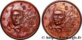 FRANCE
Type : 1 Cent Euro biface - double face Marianne 
Date : 2010 
Quantity minted : --- 
Metal : copper plated steel 
Diameter : 16,25  mm
Orienta...