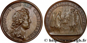 LOUIS XIV THE GREAT or THE SUN KING
Type : Médaille, Renouvellement de l’alliance avec les Suisses 
Date : 1663 
Metal : copper 
Diameter : 40,5  mm
E...
