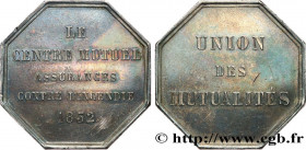 INSURANCES
Type : Le Centre mutuel 
Date : 1852 
Metal : silver 
Diameter : 35  mm
Orientation dies : 12  h.
Weight : 18,75  g.
Puncheon : main ARGENT...