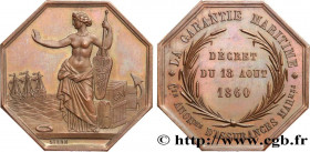 INSURANCES
Type : LA GARANTIE MARITIME 
Date : 1860 
Metal : copper 
Diameter : 32  mm
Orientation dies : 12  h.
Weight : 17,83  g.
Edge : Lisse 
Punc...