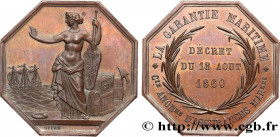 INSURANCES
Type : LA GARANTIE MARITIME 
Date : 1860 
Metal : copper 
Diameter : 32  mm
Orientation dies : 12  h.
Weight : 16,18  g.
Edge : Lisse 
Punc...