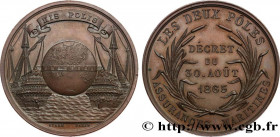 INSURANCES
Type : Les deux Pôles 
Date : 1865 
Metal : copper 
Diameter : 36  mm
Orientation dies : 12  h.
Weight : 20,73  g.
Edge : lisse 
Puncheon :...