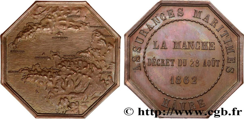 INSURANCES
Type : La Manche 
Date : 1862 
Metal : copper 
Diameter : 32  mm
Orie...