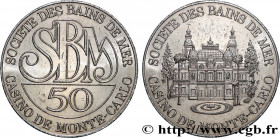 CASINOS AND GAMES
Type : Casino de MONTE CARLO - 50 FRANCS 
Date : 1988 
Metal : copper nickel 
Millesimal fineness : 500  ‰
Diameter : 37  mm
Orienta...