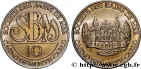 CASINOS AND GAMES
Type : Casino de MONTE CARLO - 10 FRANCS 
Date : 1988 
Metal : bronze-aluminium 
Millesimal fineness : 500  ‰
Diameter : 33  mm
Orie...