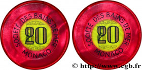 CASINOS AND GAMES
Type : SBM Monaco - 20 
Date : n.d. 
Metal : plastic 
Diameter : 44  mm
Orientation dies : 12  h.
Weight : 6  g.
Edge : Lisse 
Rarit...