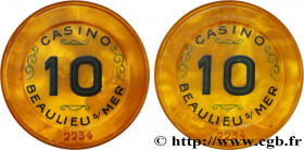 CASINOS AND GAMES
Type : SBM BEAULIEU SUR MER - 10 
Date : n.d. 
Metal : plastic 
Diameter : 42  mm
Orientation dies : 6  h.
Weight : 5,74  g.
Edge : ...