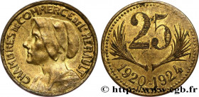 CHAMBRES DE COMMERCE / CHAMBRES DE COMMERCE
Type : 25 Centimes essai 
Date : 1920-1924 
Date : 1920 
Metal : brass 
Diameter : 27,5  mm
Orientation di...