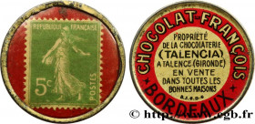 POSTAGE STAMPS AS CURRENCY
Type : Timbre 5 Centimes 
Date : n.d. 
Mint name / Town : BORDEAUX 
Metal : iron 
Diameter : 32,5  mm
Orientation dies : 9 ...