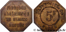 ALGERIA
Type : Module de 5 francs Fabrique algérienne de blancs broyés  
Date : n.d. 
Mint name / Town : Alger 
Quantity minted : - 
Metal : brass 
Di...