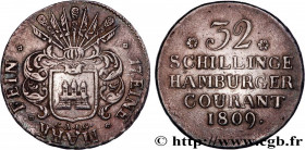 GERMANY - TERRITORY OF HAMBURG 
Type : 32 schillings, 2e type 
Date : 1809 
Mint name / Town : Hambourg 
Quantity minted : 3058000 
Metal : silver 
Mi...