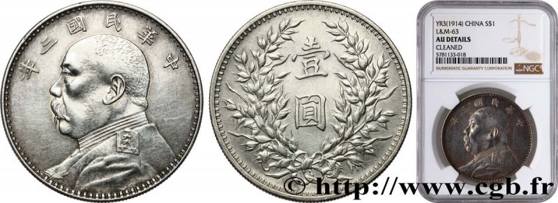 CHINA
Type : 1 Yuan Président Yuan Shikai an 3 
Date : 1914 
Metal : silver 
Mil...