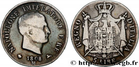 ITALY - KINGDOM OF ITALY - NAPOLEON I
Type : 5 Lire 
Date : 1808 
Mint name / Town : Milan 
Quantity minted : 3287923 
Metal : silver 
Millesimal fine...