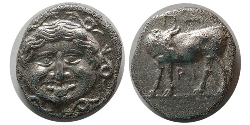 MYSIA, Parion. 4th century BC. AR Hemidrachm (2.40 gm; 143 mm). Bull standing le...