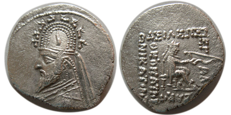 KINGS of PARTHIA. Sinatruces. 93-70 BC. Silver Drachm (3.60 gm; 20 mm). Rhagae M...