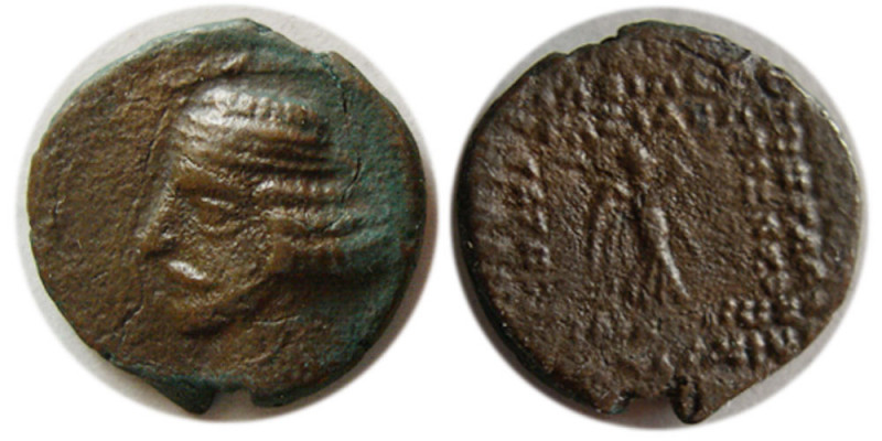 KINGS of PARTHIA. Mithradates IV (57-54 BC). Æ dichalkon (1.70 gm; 14 mm). S41.2...