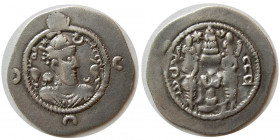 SASANIAN KINGS. Khosrau I, 531-579 AD. Silver Drachm.