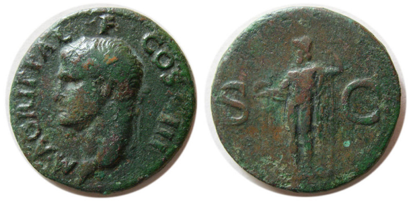 ROMAN EMPIRE. Agrippa. AD. 37-41. Æ As (10.72 gm; 28 mm). Minted at Rome, M AGRI...