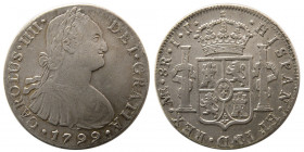 SPANISH COLONIAL. Lima, Peru. Carlos IV. 1799- I.J. AR 8 Reales.