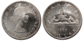 CANADA; Elizabeth II, Regina. 1959. Silver One Dollar