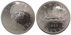 CANADA; Elizabeth II, Regina. 1965. Silver One Dollar