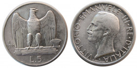ITALY, Vittorio Emanuele III. 1930. Silver 5 Lire