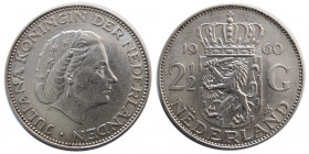 NETHERLANDS, Juliana Koningin. 1960. AR 2 1/2 Gulden