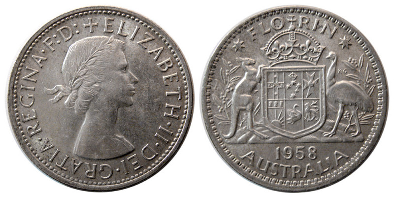 AUSTRALIA, Elizabeth II. 1958. FlO.RIN (11.34 gm; 28 mm). dated 1958. Choice UNC...