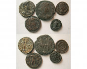 Group Lot of 5 Roman Bronze coins.  Different rulers and mints