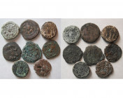 Group lot of 8 Sasanian Bronze Coins. Different rulers and mints.