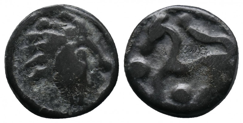 CELTIC, Northwest Gaul. Senones. Circa 100-60 BC. Cast unit 'tête d'indien' type...