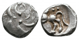 CELTIC, Central Europe. Vindelici AR Quinarius,AR "Büschelquinar" type Celtic Germany, Vindelici. (2nd-1st century BC). Head devolved into a bush. Rv:...