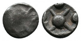 CELTIC, Central Europe, Noricum AR Obol. Eis/Gurina Type. Circa (2nd - 1st century BC). Plain bulge Rv.: Cross with 5 pellets. Dembski 832ff, Göbl, No...