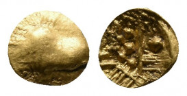 CELTIC. Central Europe. Boii. Slovakia and Czechia. GOLD 1/24 Stater (1st centuries BC). "Athena Alkis" type. Irregular bulge / Irregular design with ...