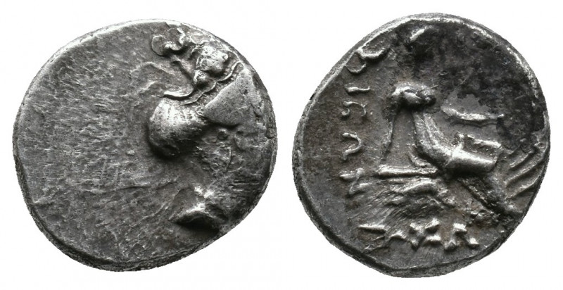 Histiaia , Euboia. c. 168-146 BC AR Tetrobol 2,16gr, c. 168-146 BC. Head of nymp...