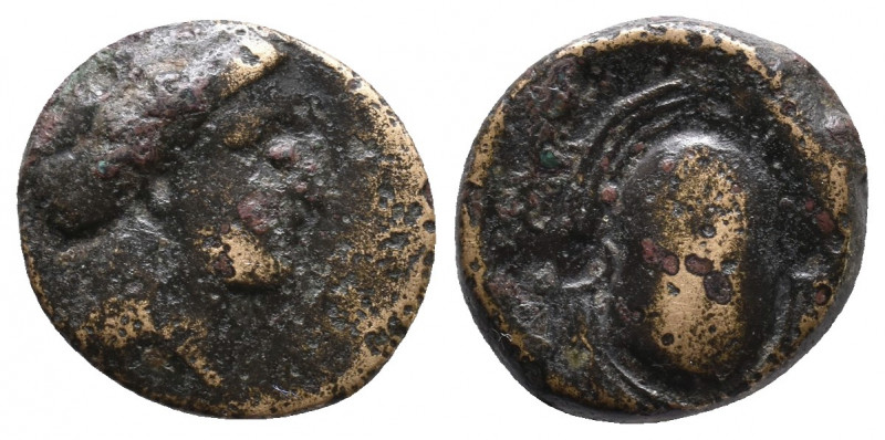 Islands off Attica. Salamis 350-318 BC. Bronze Æ 14mm., 3,48gr. Head of nymph Sa...