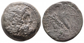 Ptolemaic Kings of Egypt, Ptolemy II (285-246 BC). Æ Diobol 13.77gr, Alexandria, c. 285-261/0. Laureate head of Zeus r. R/ Eagle standing l. on thunde...