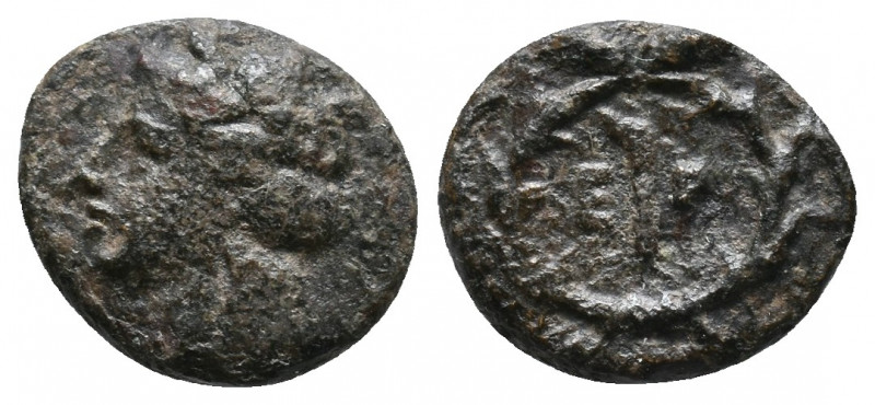 Argolis, Hermione Æ Dichalkon 2,08gr Circa 300-250 BC. Wreathed head of Demeter ...