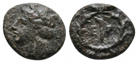 Argolis, Hermione Æ Dichalkon 2,08gr Circa 300-250 BC. Wreathed head of Demeter Chthonia left / Torch flanked by E-P across central field; all within ...