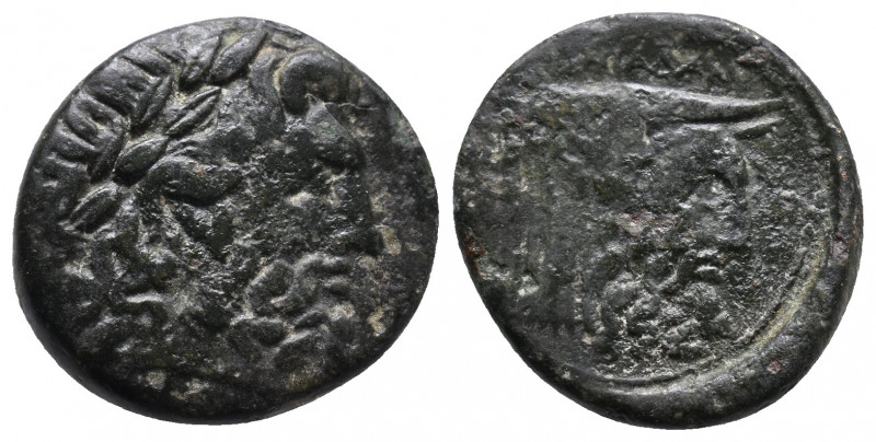 AKARNANIA, Oiniadai. Circa 219-211 BC. AE 6,43gr. Laureate head of Zeus to right...