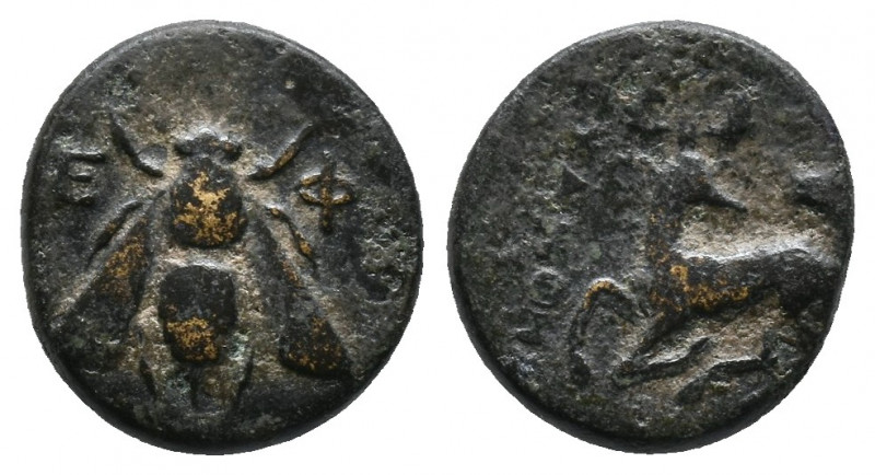 Ionia. Ephesos 390-300 BC. Bronze Æ 12mm., 2,22g. Bee / Stag prancing left, head...