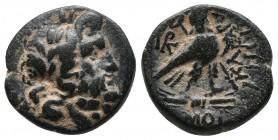 Phrygia, Amorion Æ 6,23gr 1th century BC. Laureate head of Zeus to right / Eagle standing to right on thunderbolt, kerykeion over shoulder; KΛEA to ri...
