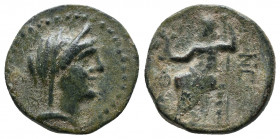 CILICIA. Adana. AE 5,21gr (Circa 164-27 BC). Obv: Veiled head of Demeter right. Rev: ΑΔΑΝΕΩΝ. Zeus seated left on throne, holding sceptre and crowning...
