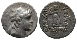 KINGS OF CAPPADOCIA. Ariarathes VI Epiphanes Philopator, circa 130-112/0 BC. AR Drachm 4,22gr. year 3 (Γ)= 128-127. Diademed head right of Ariarathes ...