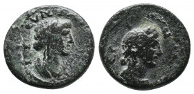 Mysia, Pergamon, ΘƐΟΝ ϹΥΝΚΛΗΤΟΝ draped bust of Senate, from front, r. / ΘƐΑΝ ΡΩΜΗΝ, turreted and draped bust of Roma, from side, r. RPC I, 2374 VF...