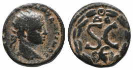 Syria, Seleucis and Pieria. Elagabalus AD 218-222 AE 6,03gr Av.: AVT KAI MAP AV ANTΩNԐINOC CԐ, laureate head right/ S C within wreath, eagle below. Mc...