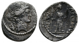 P. Clodius M. f. Turrinus, 42 BC, AR Denarius3,29gr. Laureate head of Apollo right, lyre behind, rev. Diana Lucifera standing facing holding two long ...